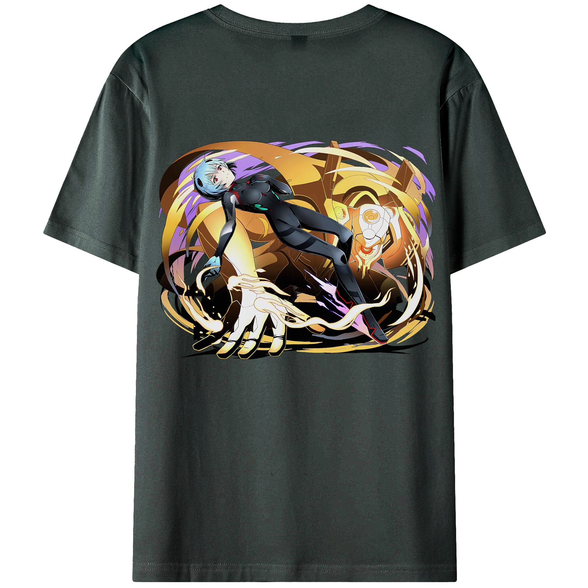 （画像用） EVA 新世紀エヴァンゲリオン 綿100％ メンズ半袖Tシャツ（バックプリント） 通気性